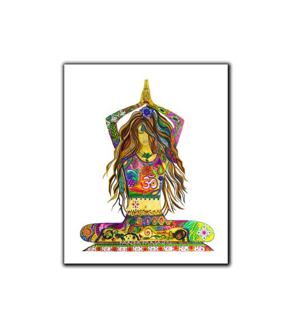 Yoga Pose Girl Canvas Print, Framed Zen Meditation Room Decor, Large Abstract Wall Art, Studio Hanging Artwork, Fariba Farsad - image 1