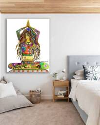 Yoga Pose Girl Canvas Print, Framed Zen Meditation Room Decor, Large Abstract Wall Art, Studio Hanging Artwork, Fariba Farsad - thumbnail 3