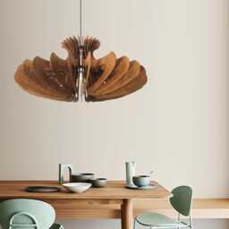 Pendant Light, Large Chandelier Lighting Wooden Light Fixture, Hanging Dining Lamp, Minimal Contemporary Modern Wood - thumbnail 1