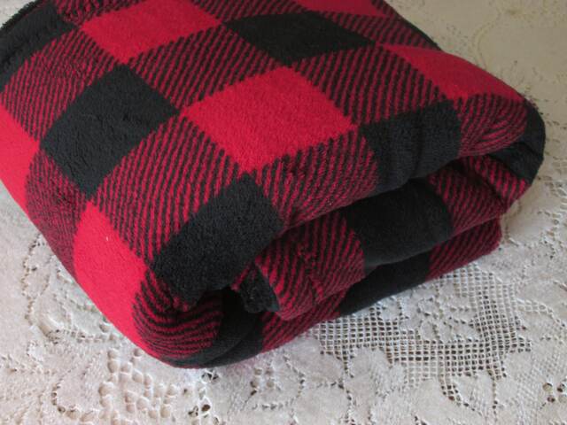 Ultra-Cuddle Fleece Buffalo Plaid Blanket - Red & Black Hunting Lodge Rustic Lumberjack Baby Gift Hannahs Homestead2 - image 1