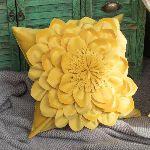 Decorative 3D Flower Throw Pillow Covers Soft Velvet Handmade Pillowcases Cushion For Couch Bed Living Room Home Decor 18x18 Inch - image 1