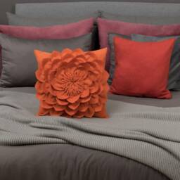 Decorative 3D Flower Throw Pillow Covers Soft Velvet Handmade Pillowcases Cushion For Couch Bed Living Room Home Decor 18x18 Inch - thumbnail 4