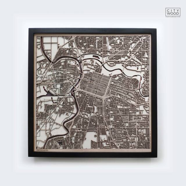 Sacramento Wooden Map - Framed Laser Cut City Streets, Minimalist Wall Art - image 1