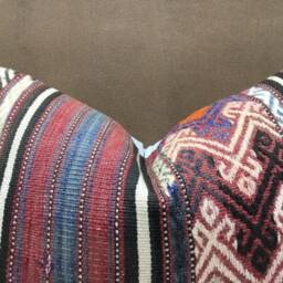 Vintage Turkish Kilim Pillow Cover, Handwoven Accent - 16x24 - thumbnail 2