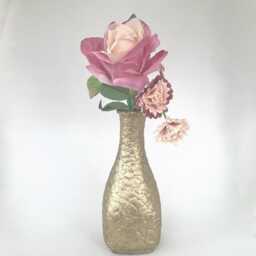 Upcycled Mosaic Bud Vase - Gold Eggshell - thumbnail 3
