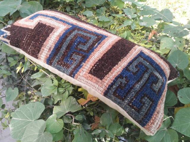 Vintage Oushak Lumbar Pillow Turkish Wool Cushion, Bohemian Rug Textile - image 1
