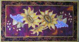 Quilted Sunflower Wall Hanging/Table Runner Beaded Hand Painted Quiltsy Handmade