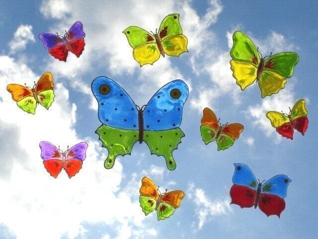 Colorful Butterfly Window Clings Suncatcher Decals, Home Decor - Set Of 10 - image 1