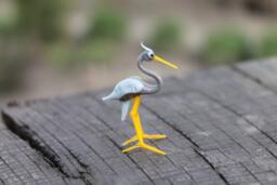 Glass Heron Bird Sculpture, Animals Glass, Art Blown Sculpture Made Of Glass, Ein Reiher - thumbnail 1
