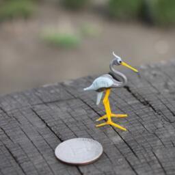 Glass Heron Bird Sculpture, Animals Glass, Art Blown Sculpture Made Of Glass, Ein Reiher - thumbnail 2