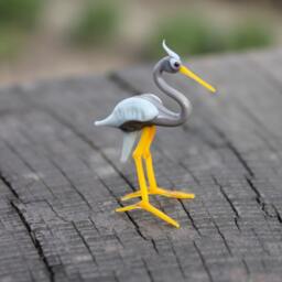 Glass Heron Bird Sculpture, Animals Glass, Art Blown Sculpture Made Of Glass, Ein Reiher - thumbnail 4
