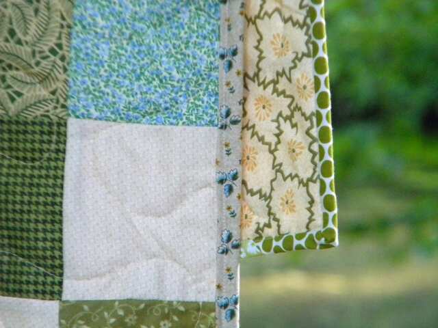Handmade Patchwork Quilt Rural Farmhouse Green & Gray Blanket - 81x81 - image 1