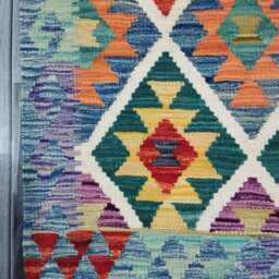 Traditional Kilim Rug, Handmade Artisan Afghan Turkish Scandinavian Navajo Bohemian Wool Flatweave Multicolour Rug 116x80 cm - thumbnail 4