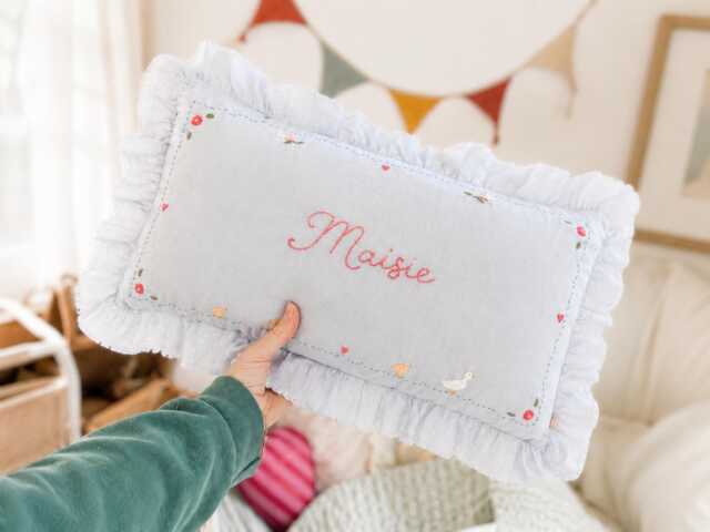 Personalised Linen Cushion - Ducks in The Meadow The Maisie - image 1