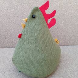 Cool Poule Doorstop/Bookend. Green Canvas Fabric - Doorstop Chicken Made in France Housewarming Accessory - thumbnail 3