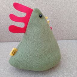 Cool Poule Doorstop/Bookend. Green Canvas Fabric - Doorstop Chicken Made in France Housewarming Accessory - thumbnail 2