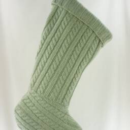 Christmas Stocking Wool Felt Mint Green Cable Knit Pastel Zipper Repurposed Winter Sweater Recycled Upcycled 086 - thumbnail 3
