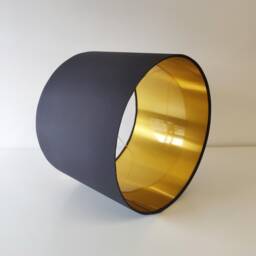 Dark Grey Lampshade in Cotton With Gold Lining - thumbnail 3