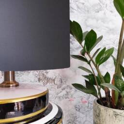 Dark Grey Lampshade in Cotton With Gold Lining - thumbnail 2