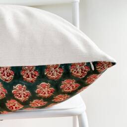 Block Print Pillow Cover Floral Batik, Natural Dyed Textile - thumbnail 3