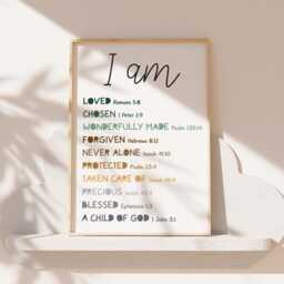 Christian Affirmation Print, Wall Art, Boys Nursery Bedroom Decor, Bible Verse Child Of God, Print - thumbnail 1