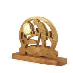 Handmade Cherry Wood Female Golfer Desk Clock - thumbnail 3