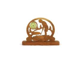Handmade Cherry Wood Female Golfer Desk Clock - thumbnail 1