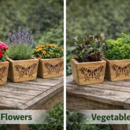 Set Of 3 Upcycled Individual Garden Plant Pots - Choice Decorations Bees Flowers Butterflies - Free Delivery - thumbnail 1