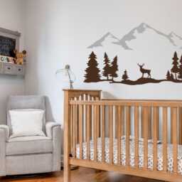 Mountain Wall Decal Nursery, Woodland Forest Stickers With Deer & Pine Trees - thumbnail 2