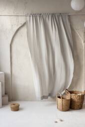 Linen Light Curtains in Silver Gray Color. Headed Rod Top Drape. Semi Sheer Curtains. Handmade Window Treatment. Medium Weight Curtain - thumbnail 1