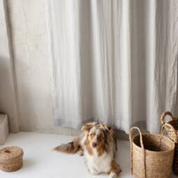 Linen Light Curtains in Silver Gray Color. Headed Rod Top Drape. Semi Sheer Curtains. Handmade Window Treatment. Medium Weight Curtain - thumbnail 3