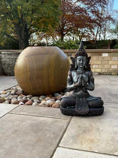 Extra Large Blue Bronze Silver Cross Leg Praying Buddha Garden Decor Decoration - image 1