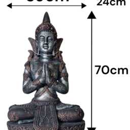 Extra Large Blue Bronze Silver Cross Leg Praying Buddha Garden Decor Decoration - thumbnail 2