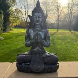 Extra Large Blue Bronze Silver Cross Leg Praying Buddha Garden Decor Decoration - thumbnail 3