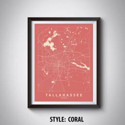 Tallahassee Map Print Florida Travel Poster, Office Wall Art - thumbnail 3