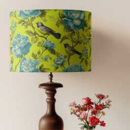 Lampshade Lime Green Blue Bird Velvet - Floral Decor Drum Lamp Shade 25cm 30cm 35cm 40cm 45cm Table Lamp Shade, Ceiling Pendant - thumbnail 4