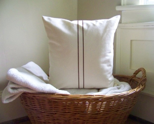 Striped Grain Sack Pillow - You Choose The Size & Stripe Color - image 1