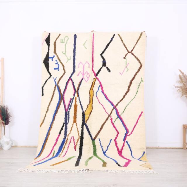 Moroccan Rug, Colorful Authentic Azilal Rug 5x8 Ft - image 1