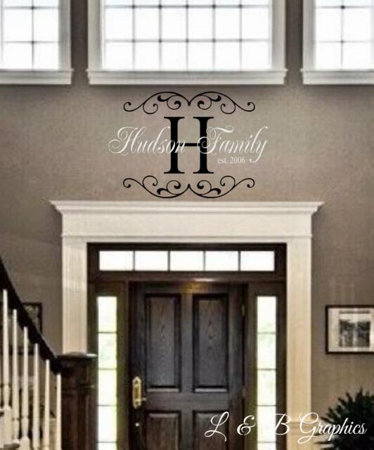 Personalized Family Name Est Date-Vinyl Wall Decal-Lettering-Entryway & Bedroom-Scrolls - Wedding - image 1