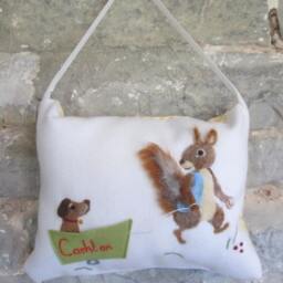 Personalized Teddy Tooth Fairy Pillow Needle Felted Wool Design - thumbnail 3