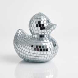 Disco Duck Figurine Mirror Mosaic Decor, Silver Or Gold Accent - thumbnail 2
