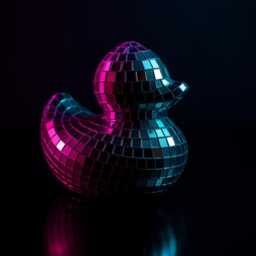 Disco Duck Figurine Mirror Mosaic Decor, Silver Or Gold Accent - thumbnail 3