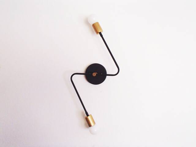 Modern Wall Sconce - Twin Arm Lighting Bolt Minimalist Contemporary Atomic Hallway Dining Room Living Ul Listed - image 1