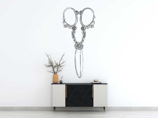 Ornate Scissors Wall Decal Hair Salon Decor, Beauty Stylist Tools Hs034 - image 1