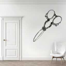 Ornate Scissors Wall Decal Hair Salon Decor, Beauty Stylist Tools Hs034 - thumbnail 2