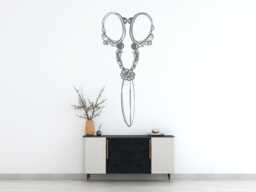 Ornate Scissors Wall Decal Hair Salon Decor, Beauty Stylist Tools Hs034 - thumbnail 1