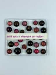Fused Glass Soap Dish Bubbly Black & Cherry Shampoo Bar Holder - thumbnail 1