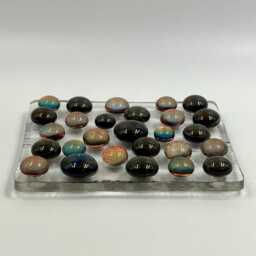 Fused Glass Soap Dish Bubbly Black & Cherry Shampoo Bar Holder - thumbnail 3
