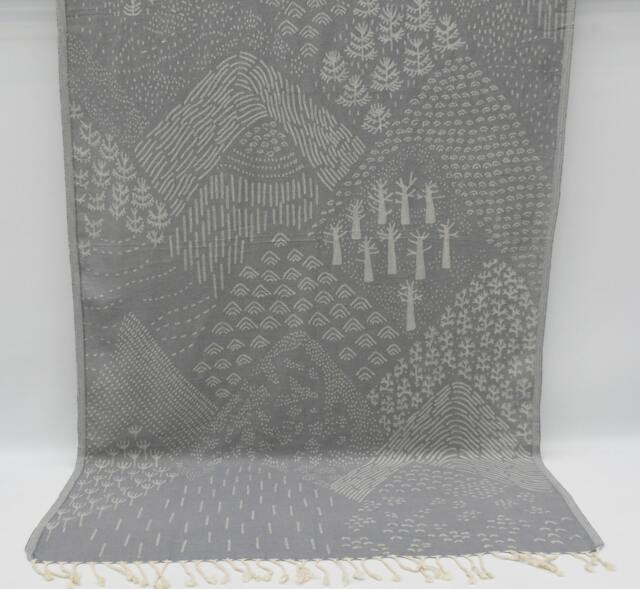 "Handmade Towel, Turkish Towel, Patterned Towel, Gray Peshtemal, 40""x70" - image 1