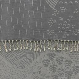 "Handmade Towel, Turkish Towel, Patterned Towel, Gray Peshtemal, 40""x70" - thumbnail 2
